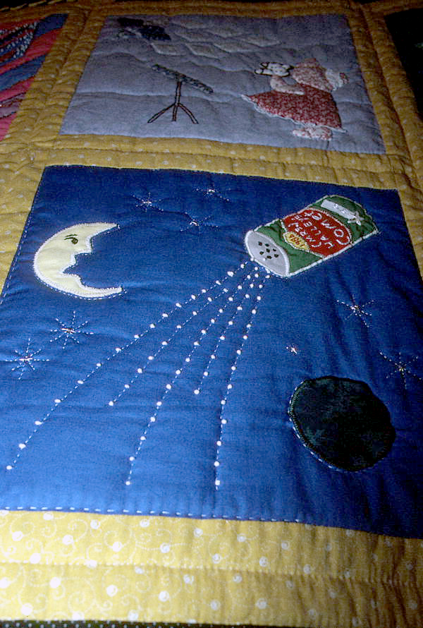 Close-up view of Haley's Comet square on quilt - West Palm Beach, Florida.