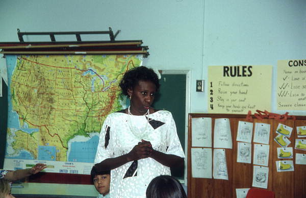 Haitian storyteller Liliane Nerette-Louis at elementary school - Boynton Beach, Florida.