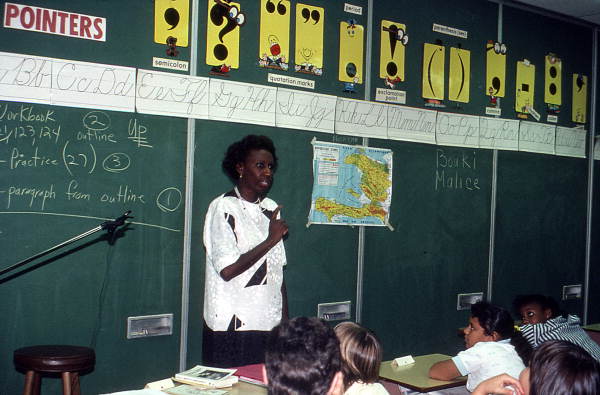Liliane Nerette-Louis telling a story to elementary class - Boynton Beach, Florida.