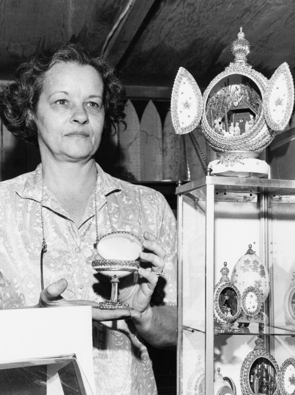 Lydia Boltin with her egg and paper mache art - Florida