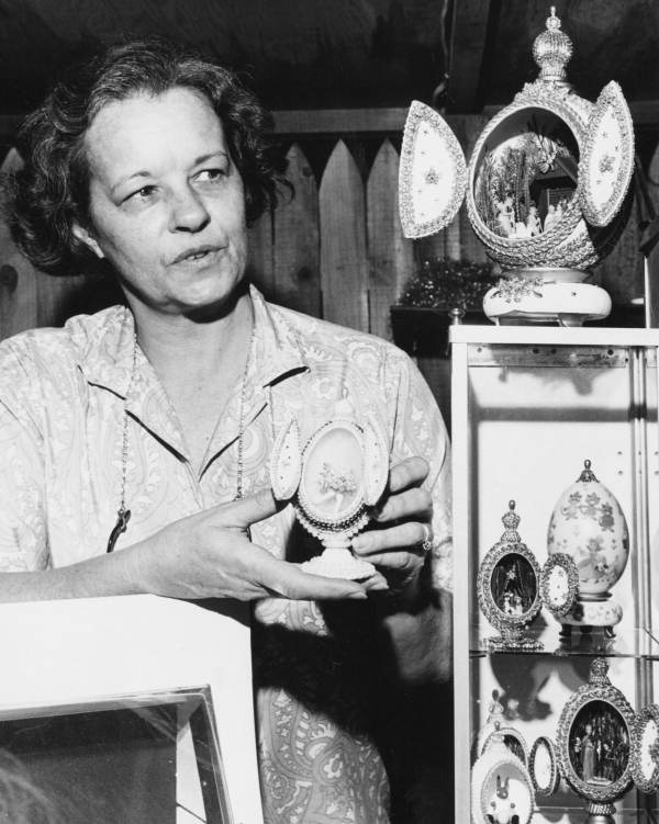 Lydia Boltin with her egg and paper mache art - Florida