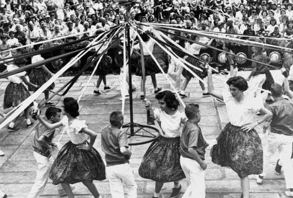 Children winding the maypole at the Florida Folk Festival - White Springs, Florida