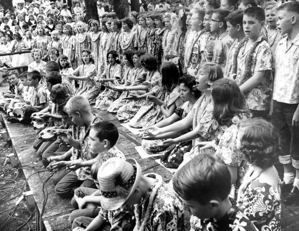 Children performing a Hawaiian song at the Florida Folk Festival - White Springs, Florida.