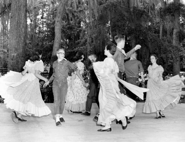 Paris Island Promenaders, from Beaufort, S.C., square dancing at the 1957 Florida Folk Festival - White Springs, Florida