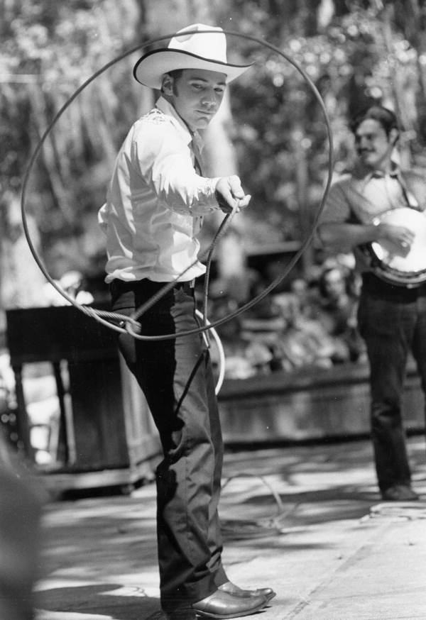 Trick roper Danny Coflin of Odessa performing at the 1970 Florida Folk Festival - White Springs, Florida