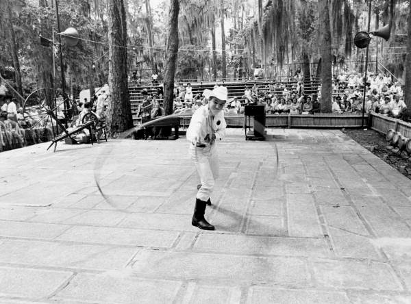 Trick roper Danny Coflin of Odessa performing at the 1970 Florida Folk Festival - White Springs, Florida