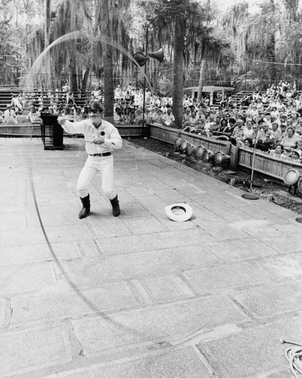 Trick roper Danny Coflin of Odessa performing at the 1970 Florida Folk Festival - White Springs, Florida