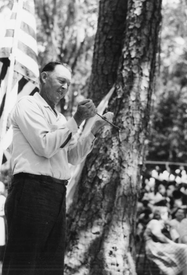 Lonnie Morgan, water witcher, at the 1956 Florida Folk Festival - White Springs, Florida