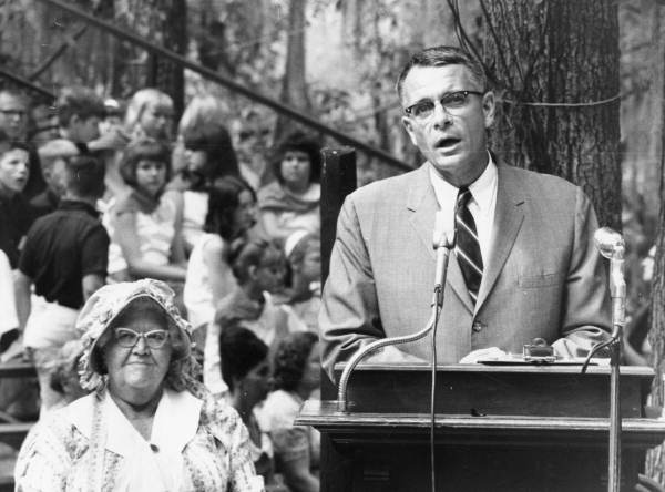 Secretary of State Tom Adams speaking at the 1967 Florida Folk Festival - White Springs, Florida