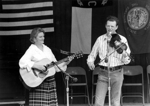 Nick and Carol Hollman performing at the 1976 Florida Folk Festival - White Springs, Florida.