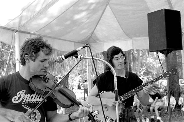 Tom Staley and Alexa Jaffurs competing in the Florida State Fiddlers Competition during the 1988 Florida Folk Festival - White Springs, Florida