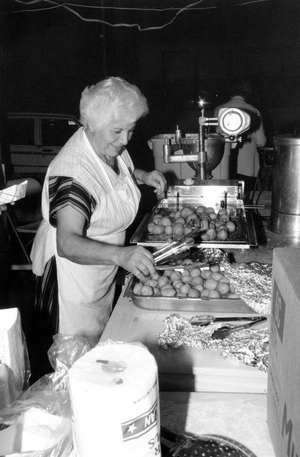 Stella Pantliodis making loukoumades - Tarpon Springs, Florida