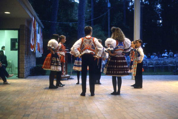 The Beseda Dancers of Masaryktown performing Czechoslovakian folk dance at the 1992 Florida Folk Festival - White Springs, Florida .