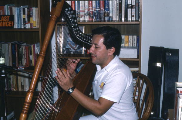 Manolo Franco playing the Venezuelan harp - Miami, Florida.