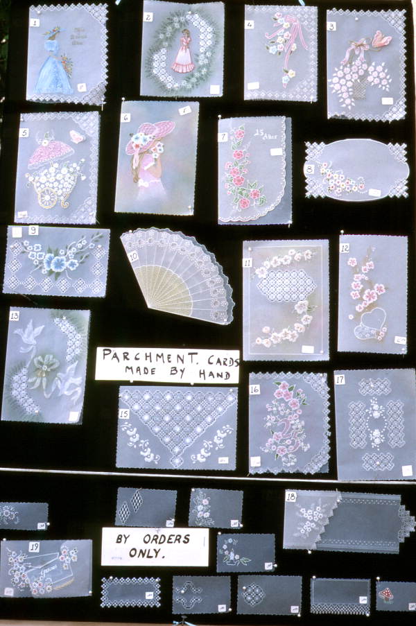 Colombian parchment cards made by Maria Marulanda displayed at the Traditions Festival - Miami, Florida.