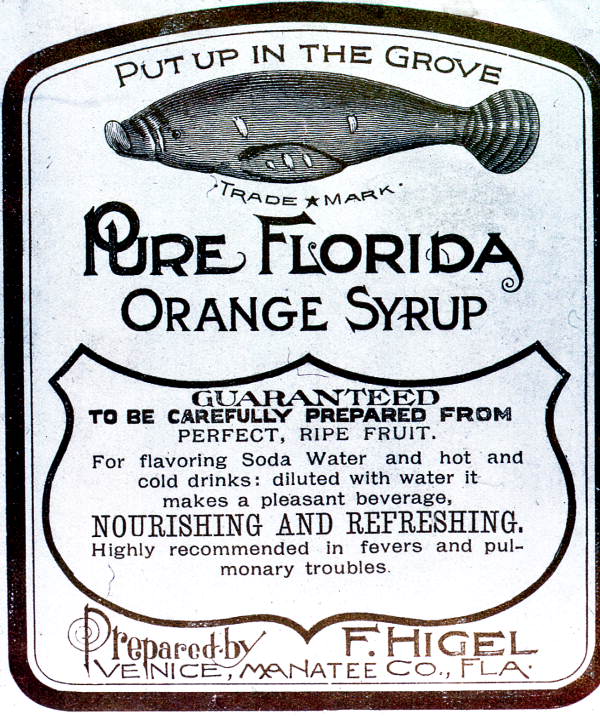 F. Higel's citrus syrup label.