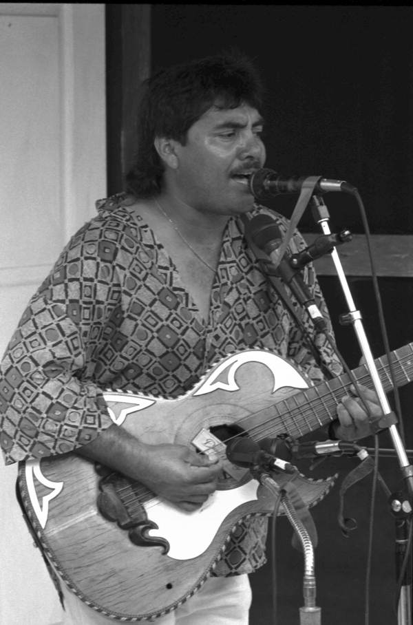 Close up of the bajo sexto player Felix Cortez - Immokalee, Florida