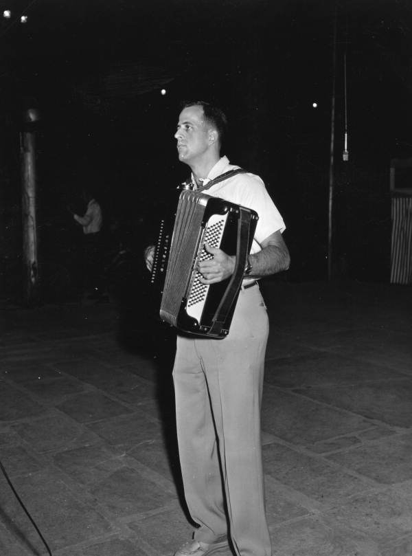 Lee Pankratz, of Gainesville, playing the accordion- White Springs, Florida