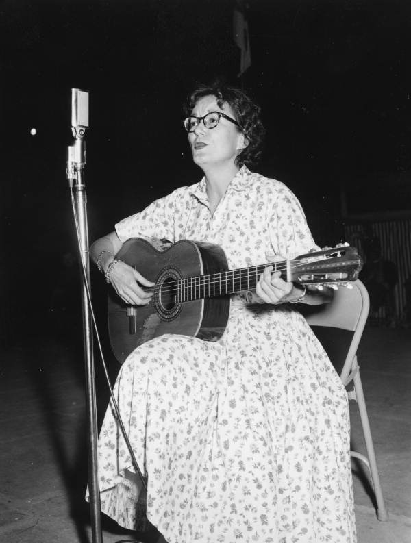 Ruth Neal, of Gainesville, playing guitar- White Springs, Florida