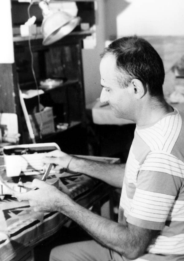 Violin maker Gino Cavaceppi at work in his shop- Alachua, Florida
