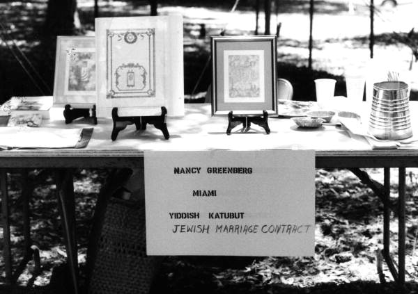 Table and booth featuring katubut made by Nancy Greenberg- Dade County, Florida