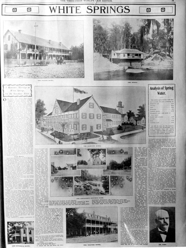 Photograph of a World's Fair Edition of a newspaper featuring hotels in White Springs- White Springs, Florida