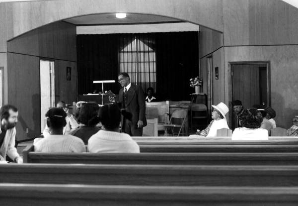 Man preaching to the congregation at Mt. Mariah Primitive Baptist Church- Lamont, Florida