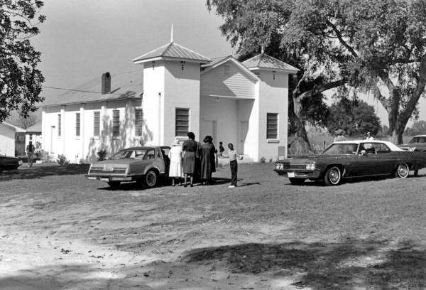 People leaving Mt. Mariah Primitive Baptist Church after service- Lamont, Florida