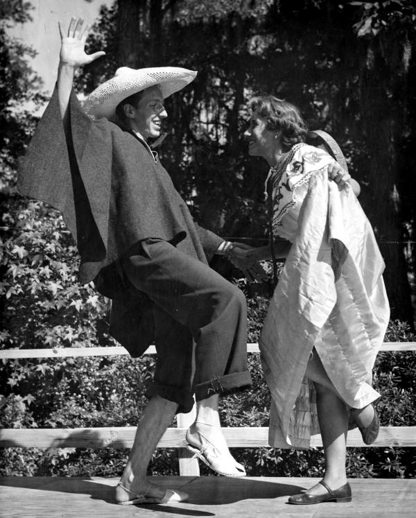People performing a dance at the 1954 Florida Folk Festival - White Springs, Florida