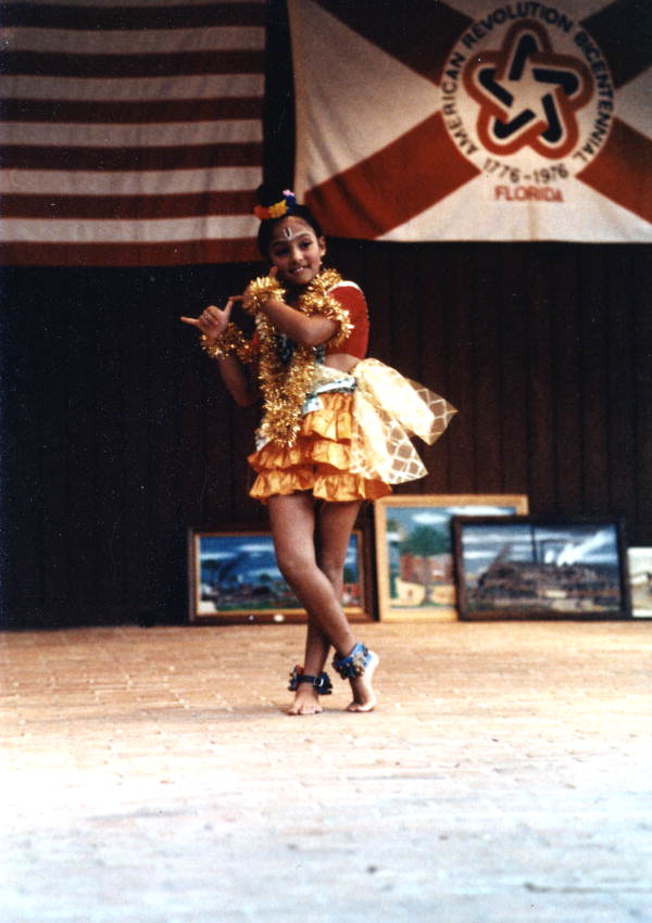 Jaya Radhakrishnan's daughter Nila performing East Indian dance at the 1982 Florida Folk Festival - White Springs, Florida