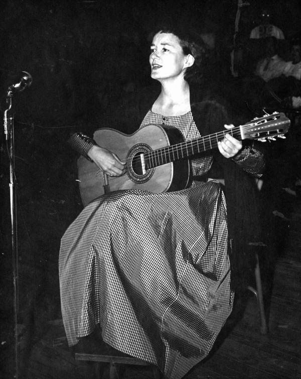 Ruth Neal, of Gainesville, playing guitar at the Florida Folk Festival- White Springs, Florida