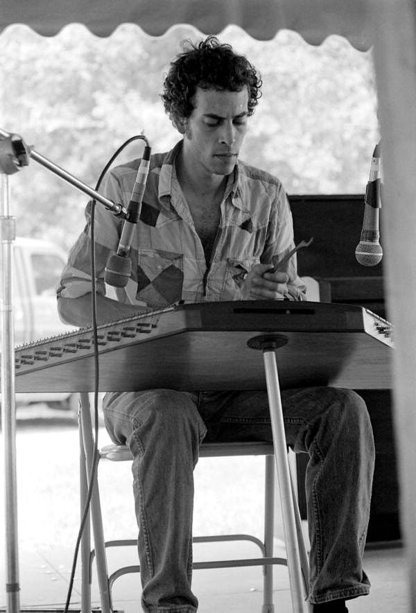 L.J. Slavin playing the hammered dulcimer at the 1983 Florida Folk Festival - White Springs, Florida