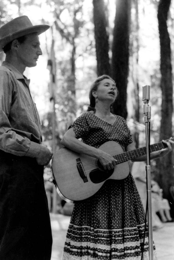 Herta Marshall plays the guitar and sings while husband David Marshall accompanies- White Springs, Florida