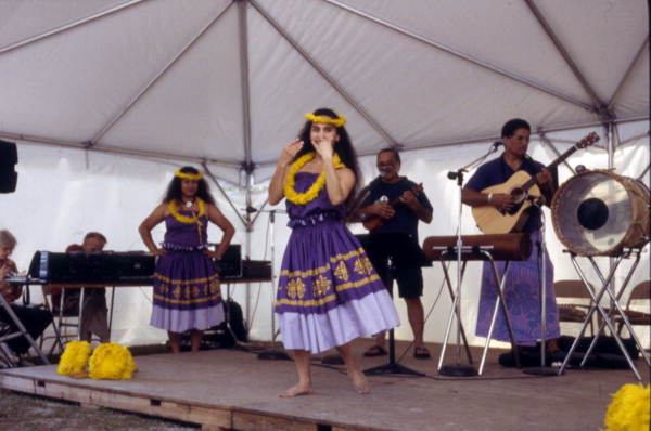 Hawaiian dancer, Kaleinani Ohumukini with James Buchin and Henry Ohumukini - White Springs, Florida.