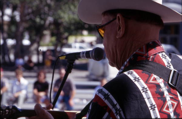 Member of Borderline Bluegrass performs at the Taste of the Town Festival - Fort Myers, Florida.