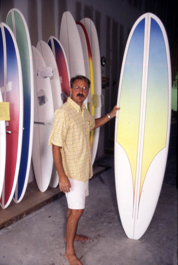 Pat Madden with surfboards - Saint Augustine, Florida.