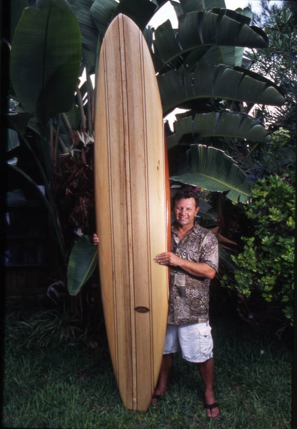 George Robinson and a balsa surfboard - Melbourne, Florida.
