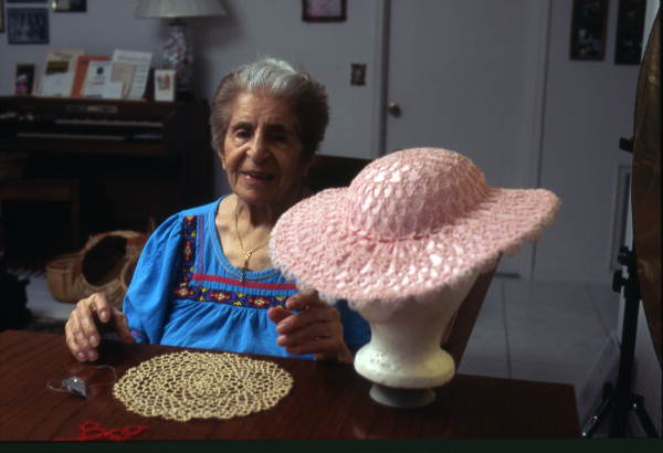 Lillian Shoucair with her tatting - Titusville, Florida.