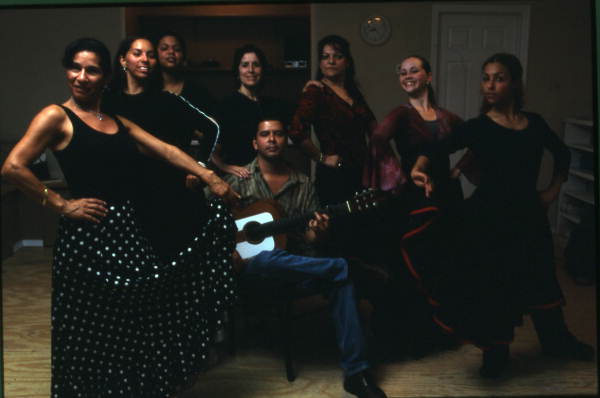 Helen Figueroa, her flamenco students and a guitarist - Orlando, Florida.