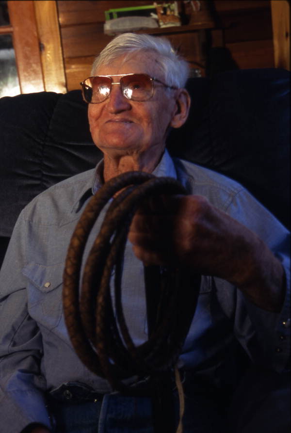 Cow whip maker George "Junior" Mills - Basinger, Florida.