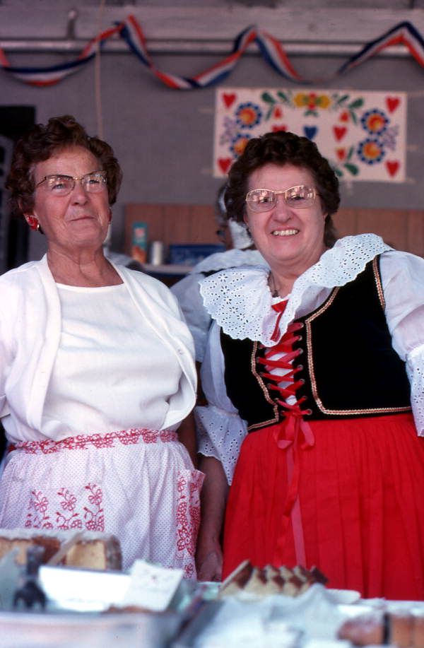 Polish American women at a food booth