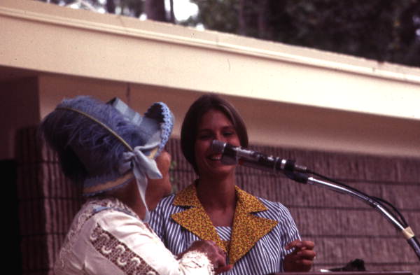Thelma Boltin and Nancy Smathers speak at the 1975 Florida Folk Festival - White Springs, Florida