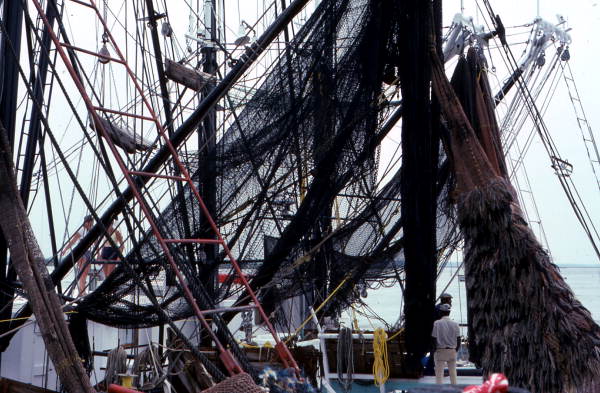 Nets and rigging aboard shrimp boat - Fernandina Beach, Florida