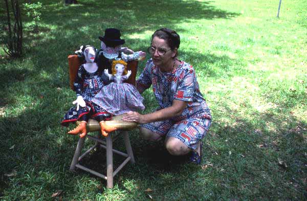 Dollmaker Mildred Brown with her dolls
