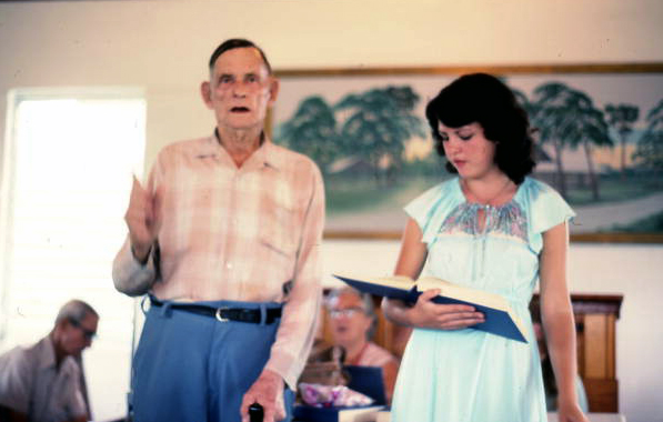 Old man leading Sacred Harp singing at the Bethlehem Primitive Baptist Church - Old Chicora, Florida