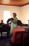 Woman heading Sacred Harp singing at the Bethlehem Primitive Baptist Church - Old Chicora, Florida