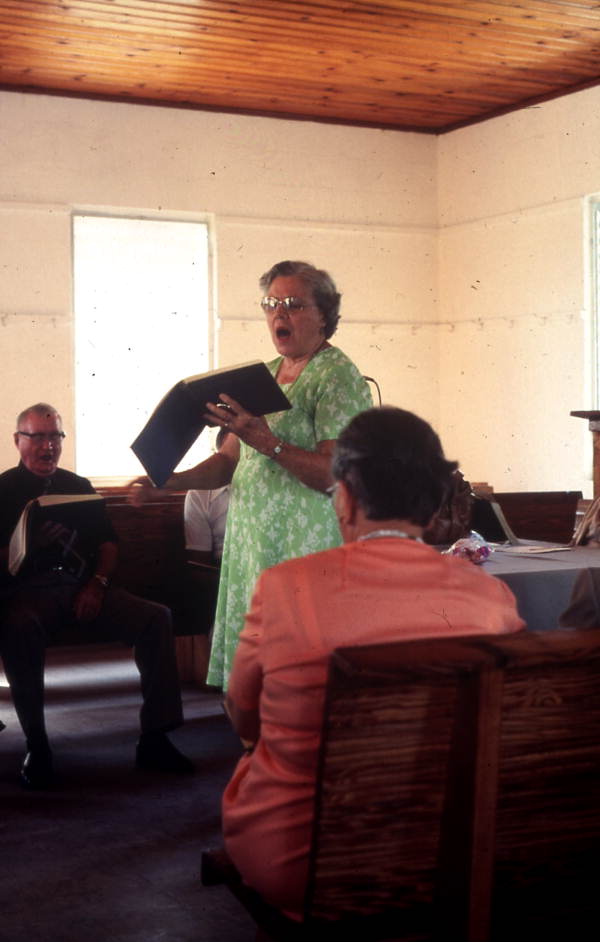 Woman heading Sacred Harp singing at the Bethlehem Primitive Baptist Church - Old Chicora, Florida