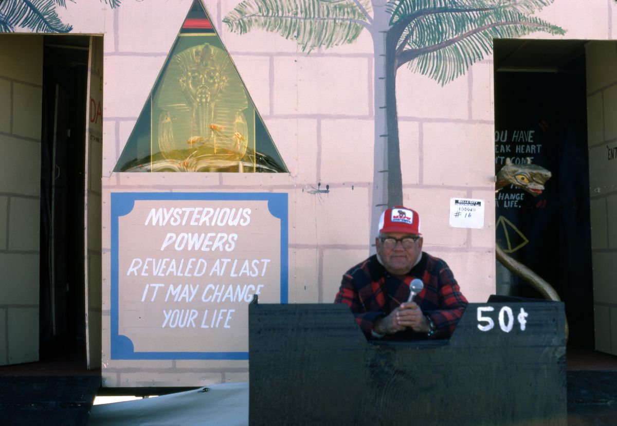 Fortune teller waiting for business.