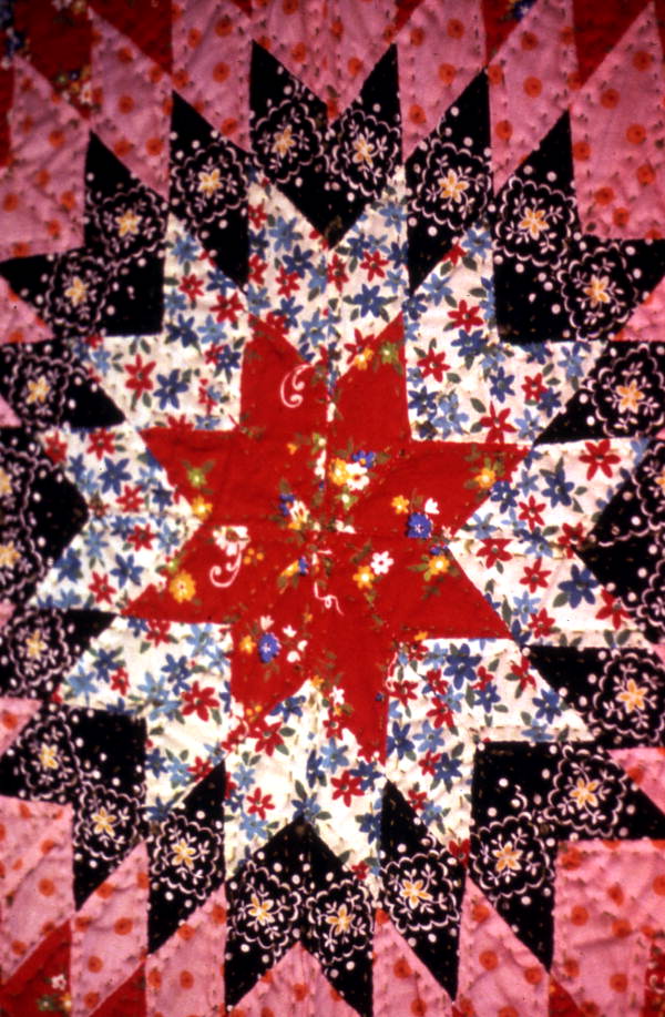 Close-up view of a quilt