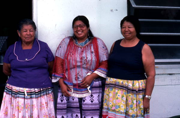 Mary Billie, Claudia John, and unidentified Seminole woman - Big Cypress Seminole Indian Reservation